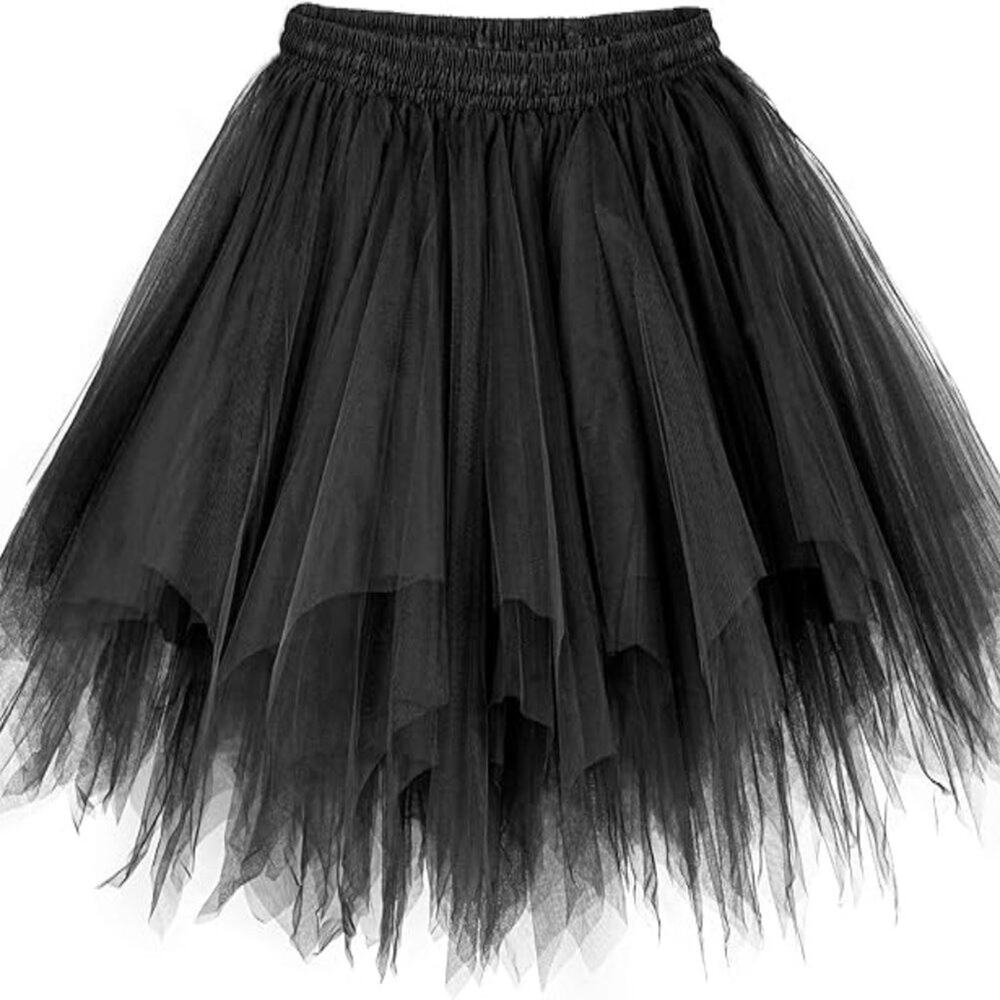 Tutu BLACK (XL) Tulle Petticoat for Halloween Costume Party Fun Run Spirit Day - Picture 5 of 7